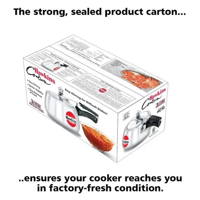 Hawkins Contura Aluminium Inner Lid Pressure Cooker - With Handle, Silver, HC30, 3 l-5.webp